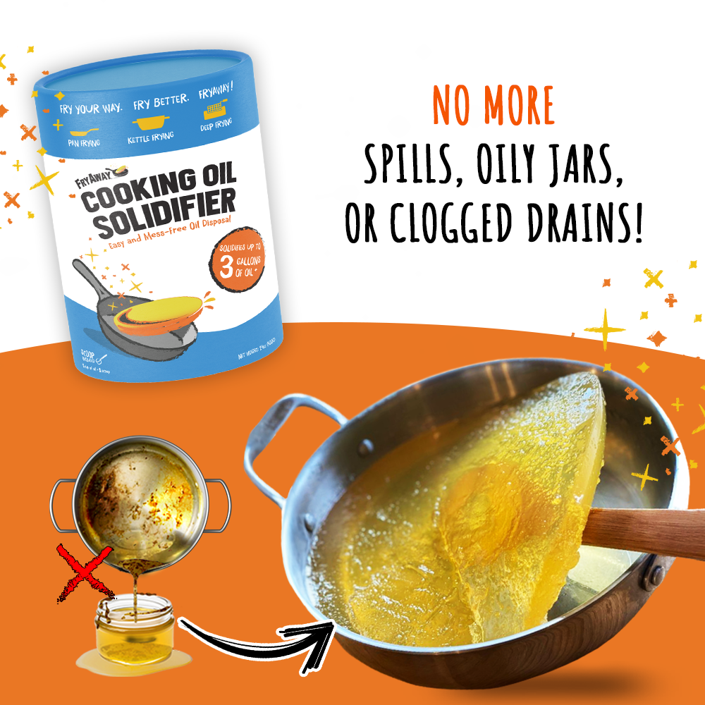 FryAway MultiFry - Cooking Oil Solidifier Powder (Eco-Friendly Tub with Scoop, Up to 3 Gallons)