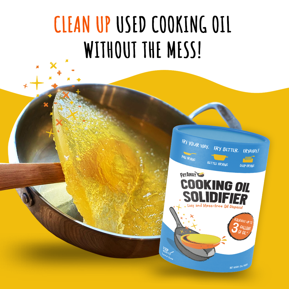 FryAway MultiFry - Cooking Oil Solidifier Powder (Eco-Friendly Tub with Scoop, Up to 3 Gallons)