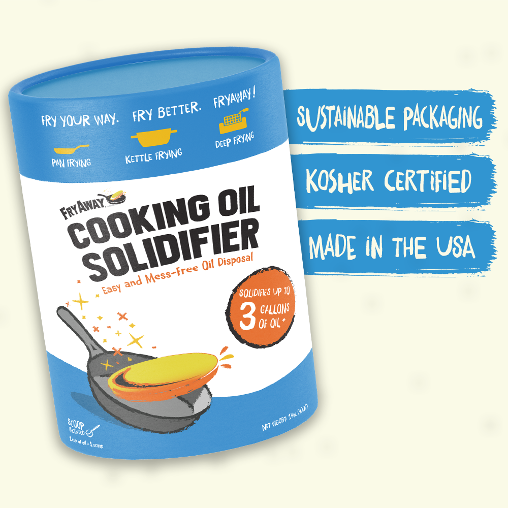FryAway MultiFry - Cooking Oil Solidifier Powder (Eco-Friendly Tub with Scoop, Up to 3 Gallons)