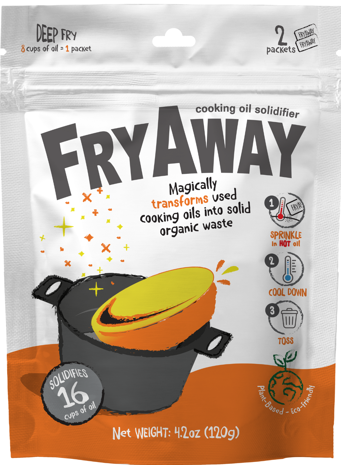 FryAway Solidificateur d'huile de cuisson pour friture, solidifie