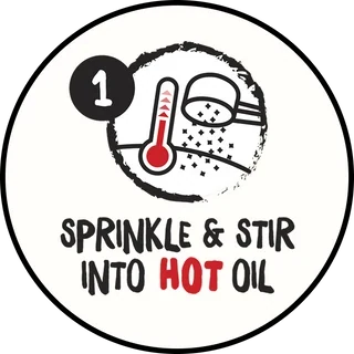 Step 1: Sprinkle and stir into hot oil